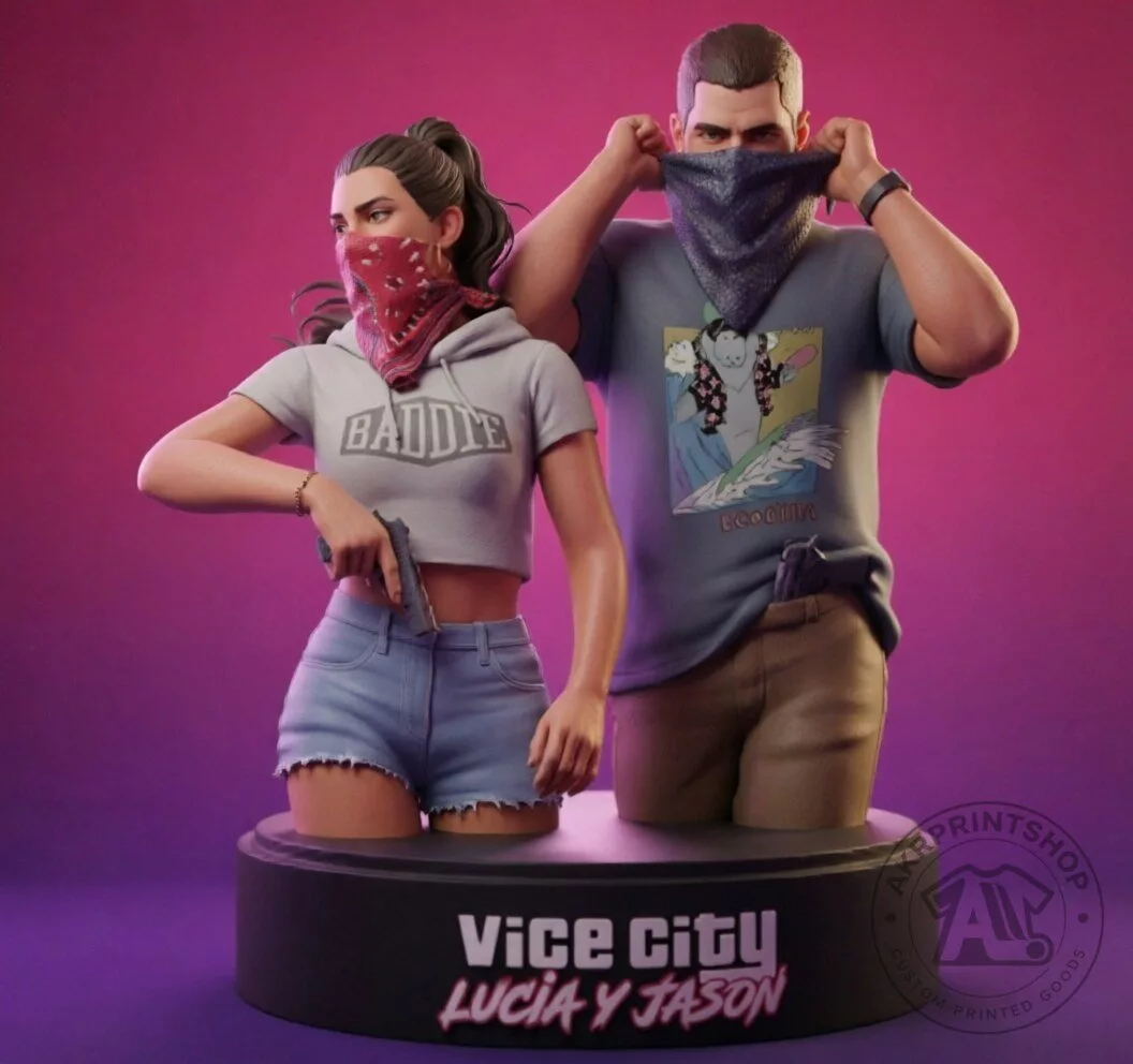 Jason and Lucia from Grand Theft Auto VI figurine