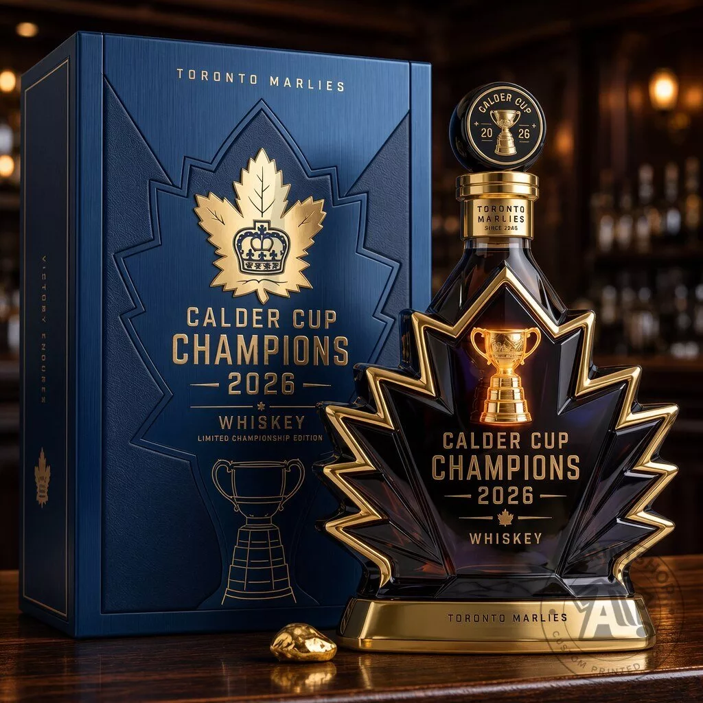 Toronto Marlies 2026 Calder Cup Champions Whiskey Bottle Decanter 3 Toronto Marlies 2026 Calder Cup Champions Whiskey Bottle Decanter
