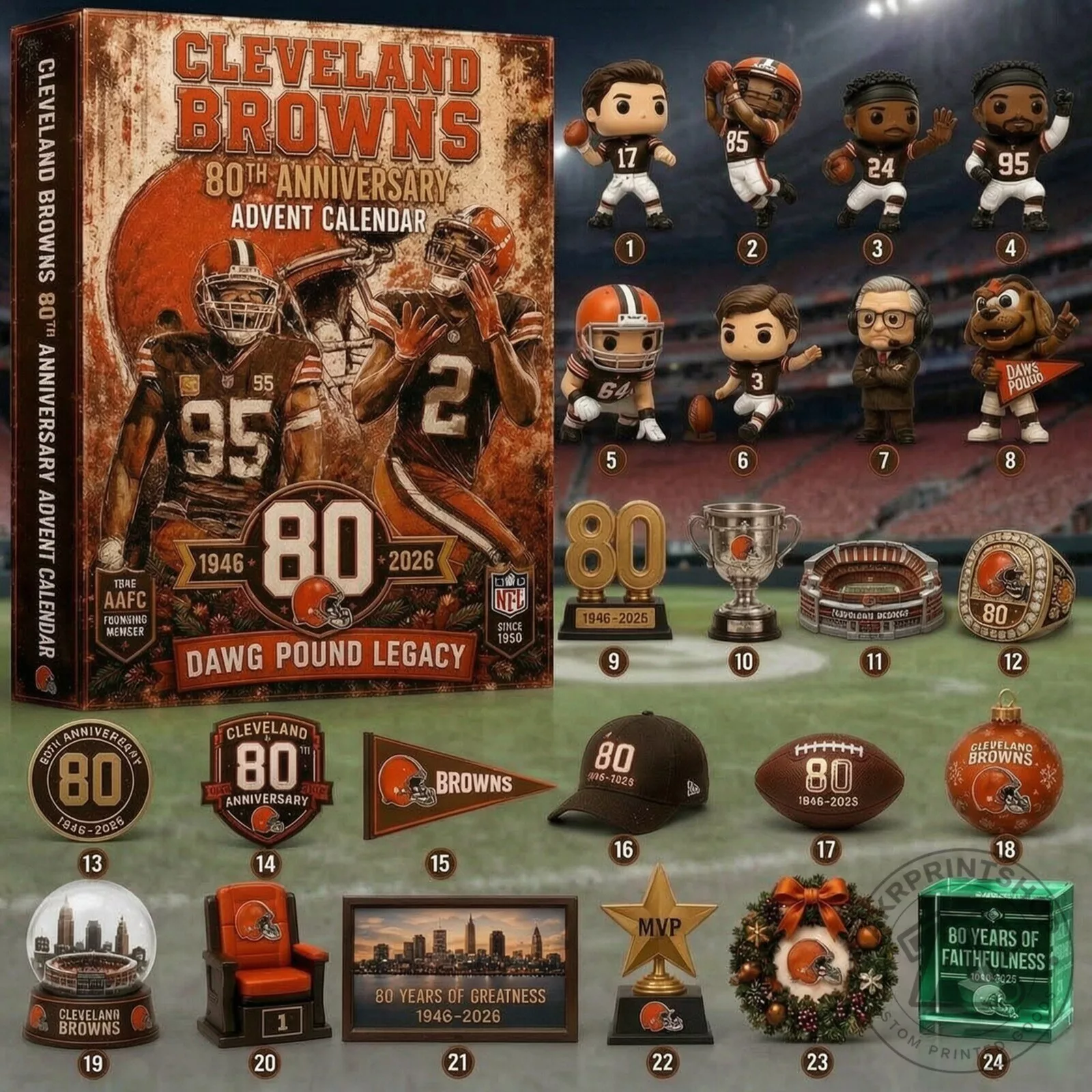 Cleveland Browns NFL Football 80th Anniversary 1946-2026 Advent Calendar