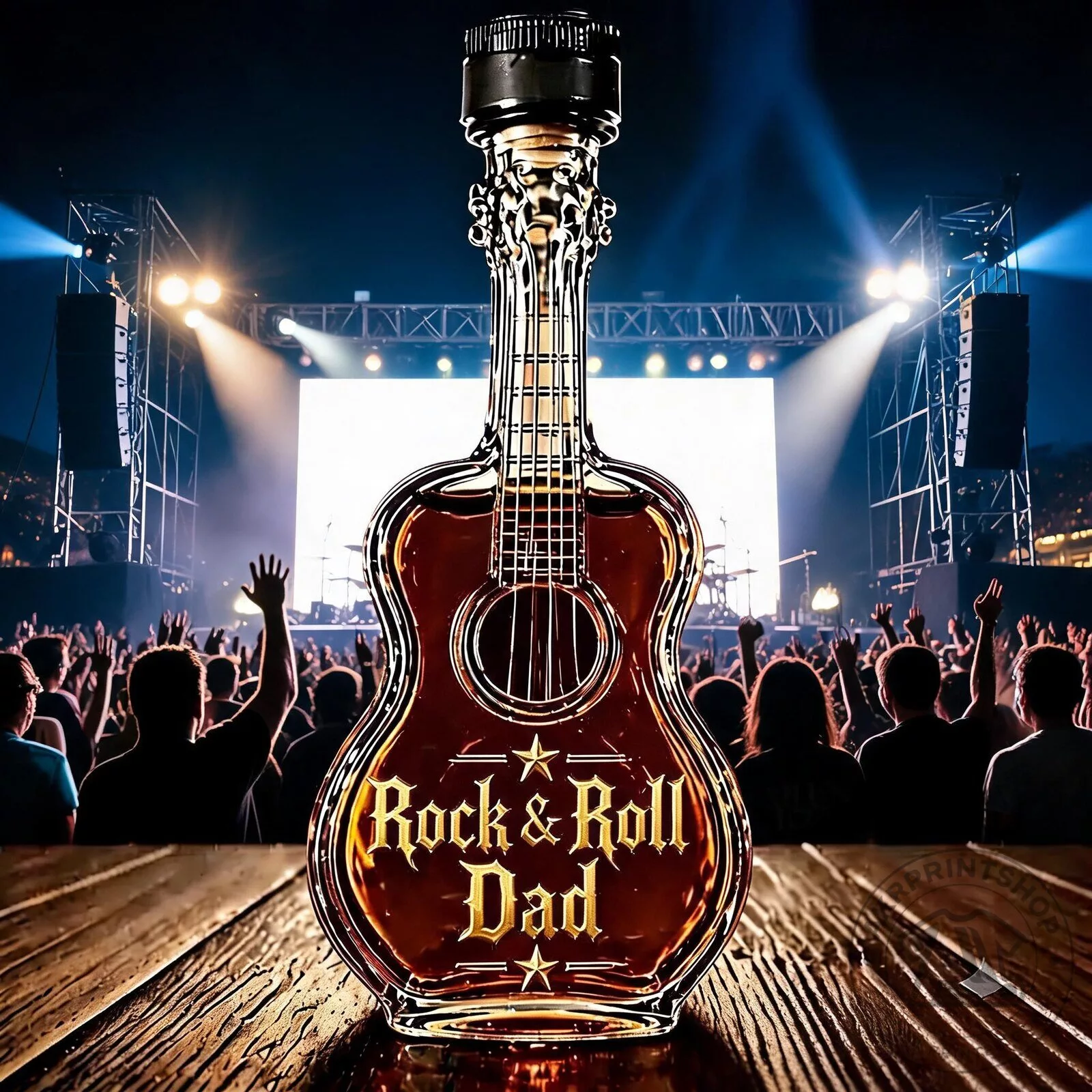 Old Guy Still Rockin Rock Style Guitar Shaped Decanter Bottle