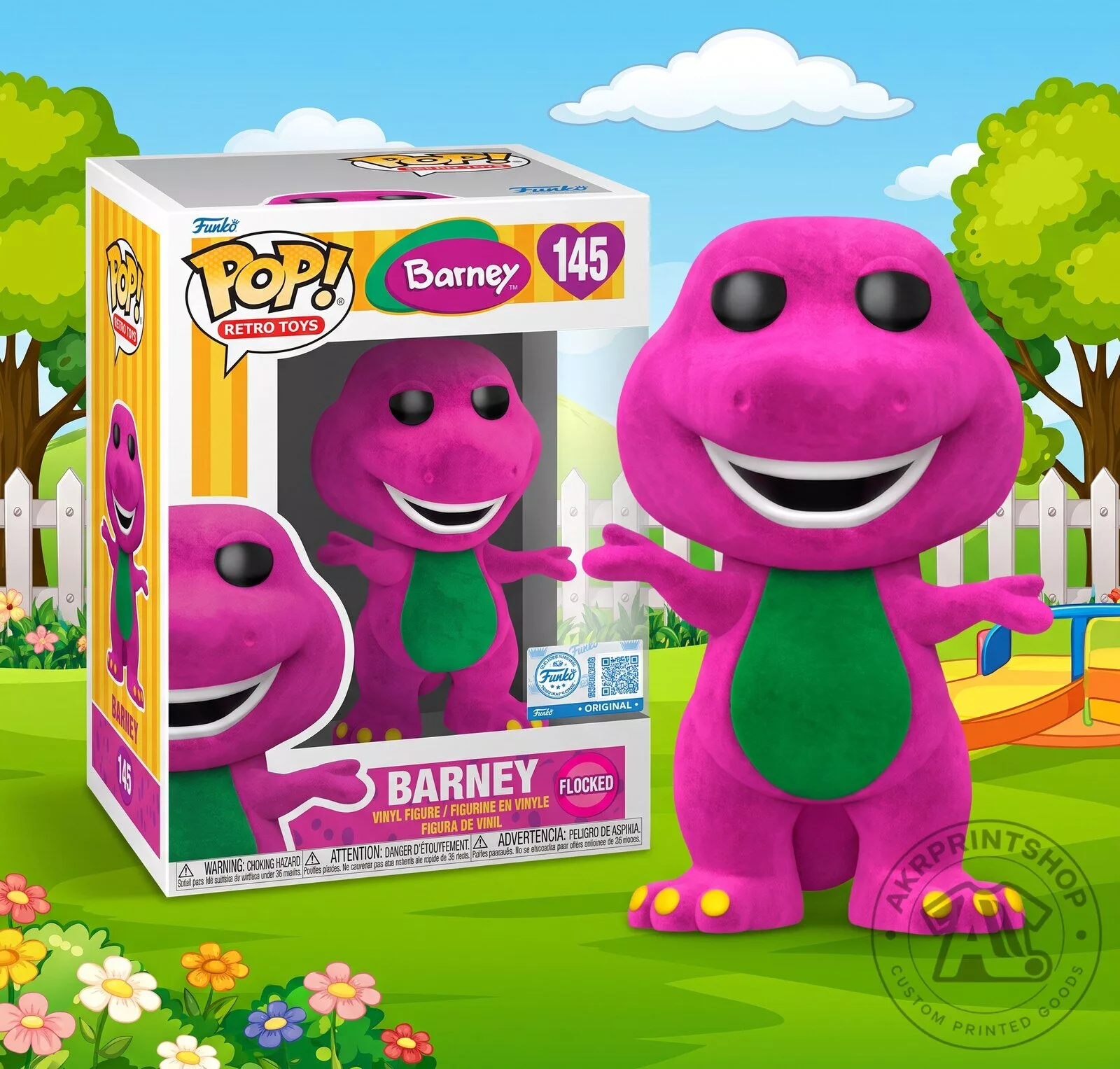 Flocked Barney vinyl figure Funko Pop!