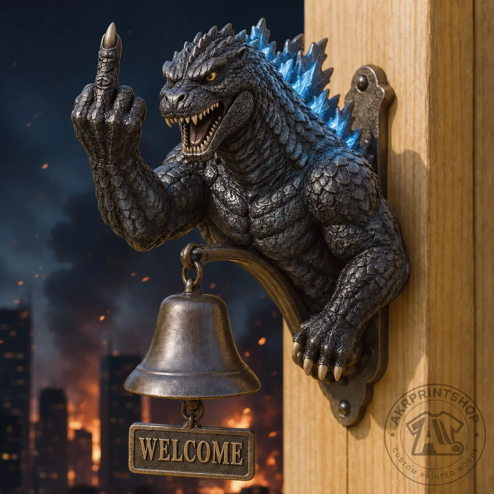 Godzilla Middle Finger Movie Welcome Bell