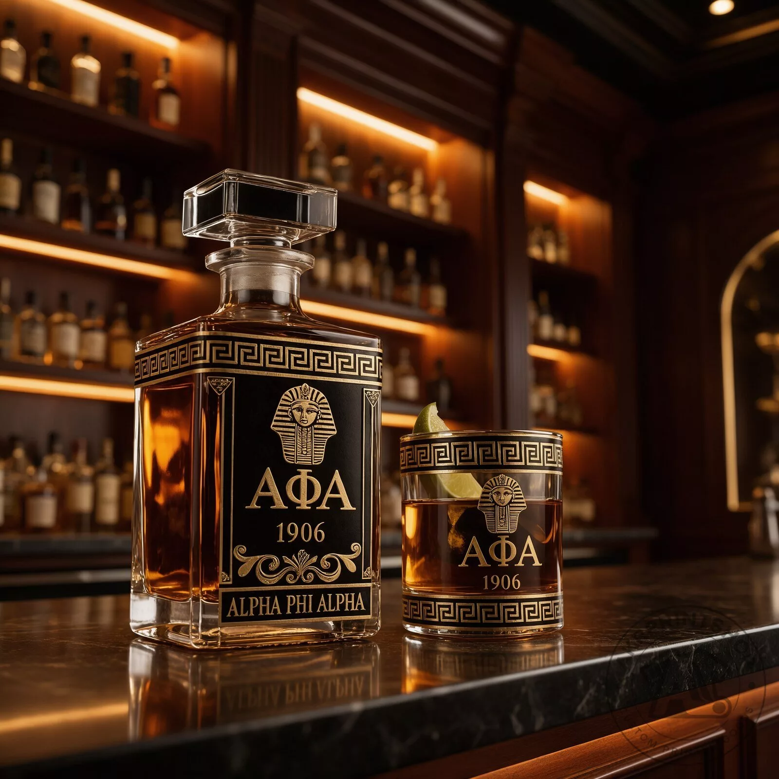 Alpha Phi Alpah Luxury Decanter & Glass Set