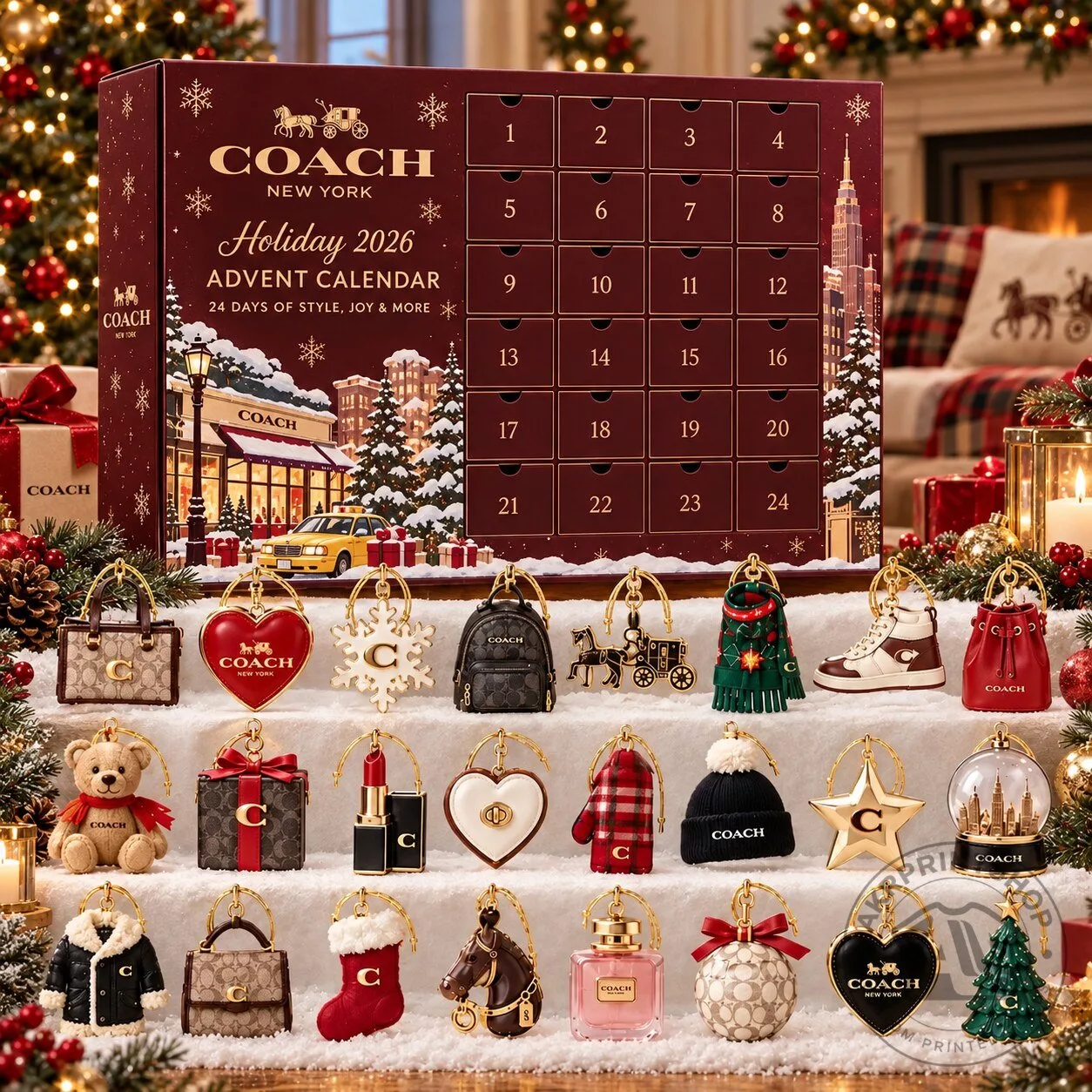 Coach New York Holiday Christmas Advent Calendar 3 Coach New York Holiday Christmas Advent Calendar product image showing design and details
