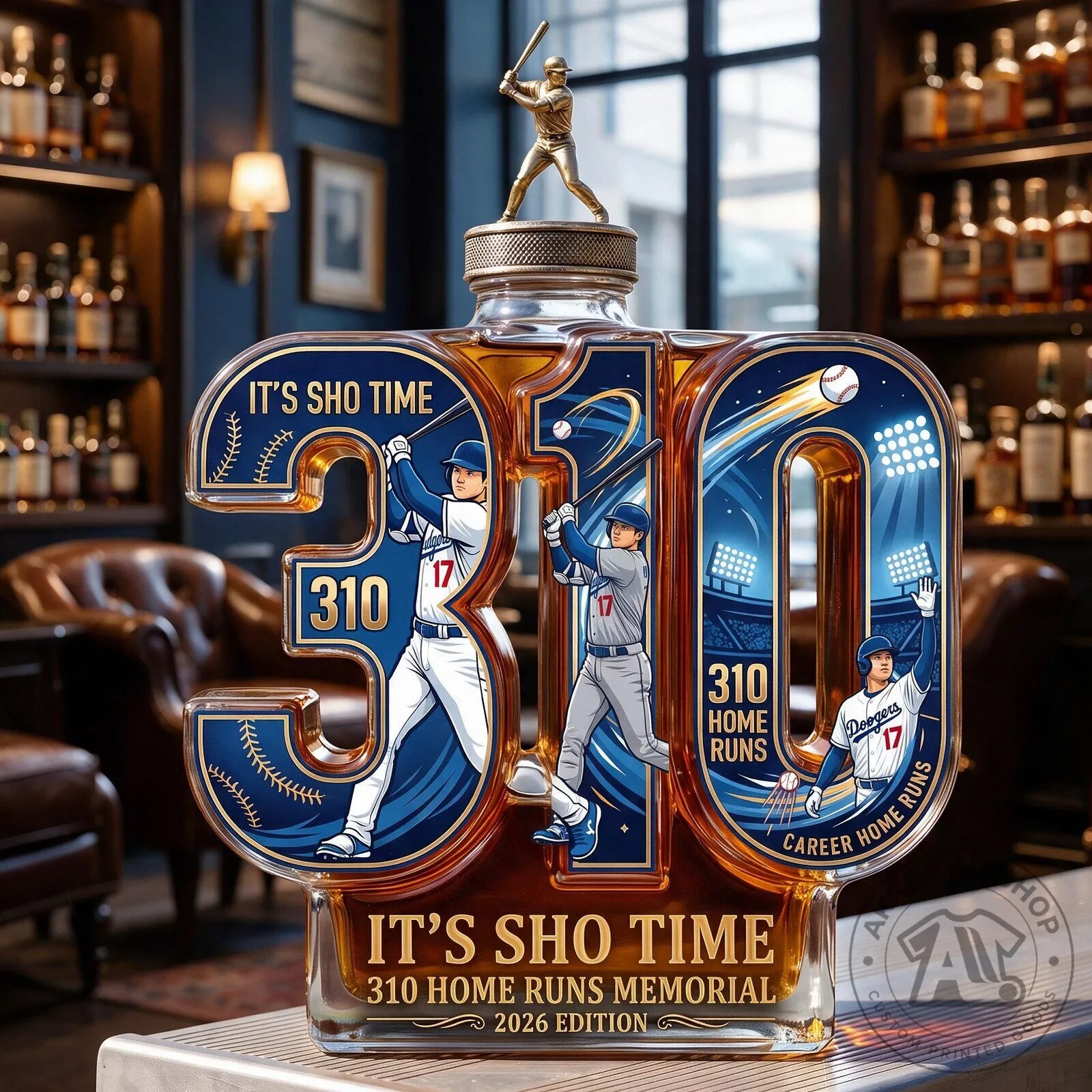 It's Sho Time Baseball MLB 310 Home Runs Milestone Sculpted Glass Decanter