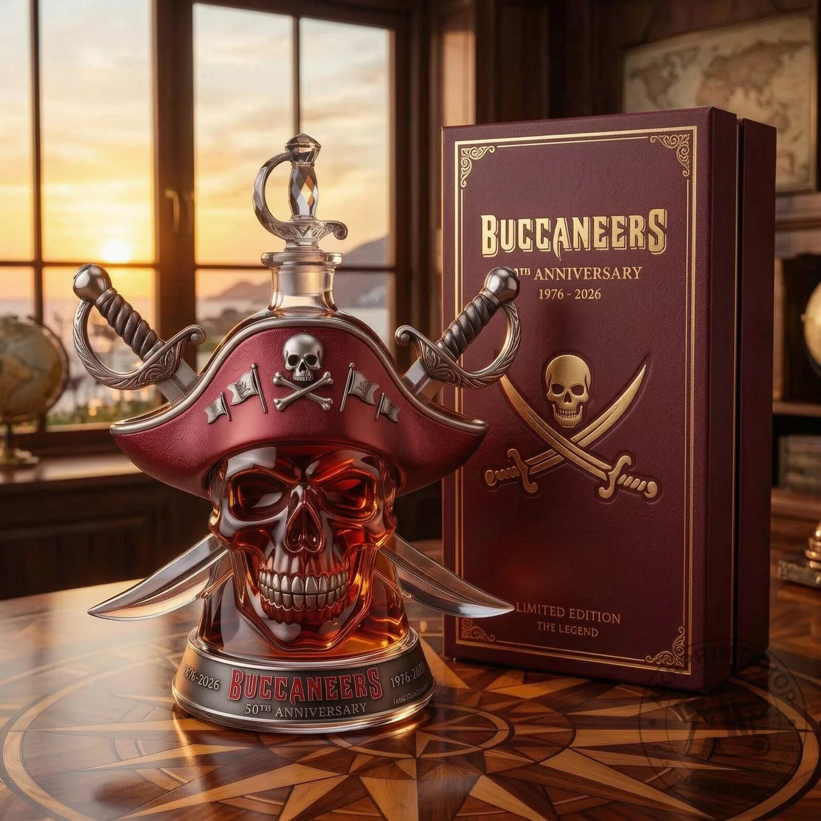 Raise the Flags Buccaneers 50th Anniversary Commemorative Pirate Skull Decanter