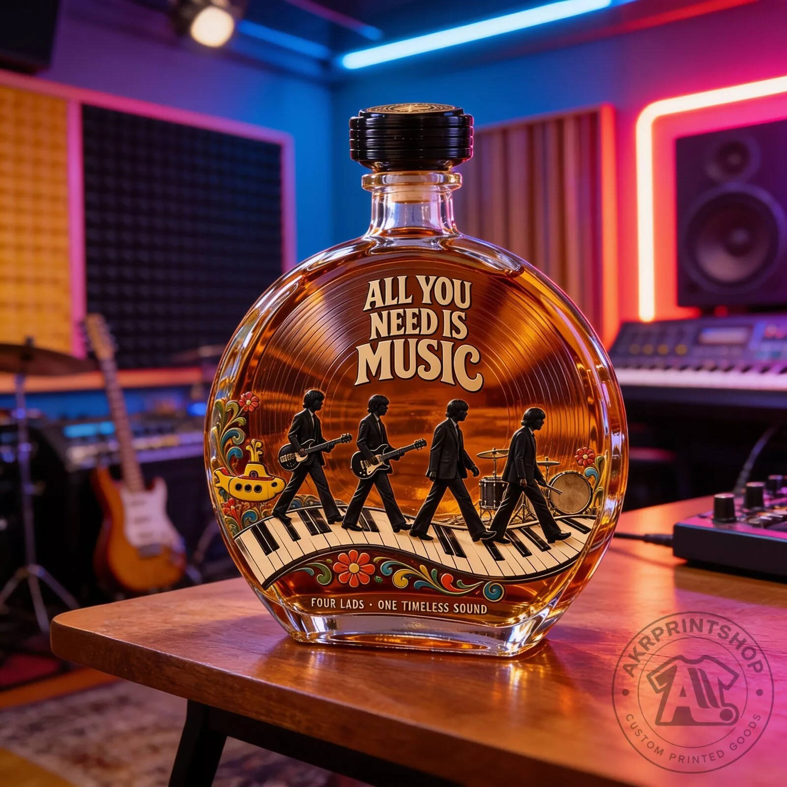 All You Need Is Music Four Lads Whiskey Bottle