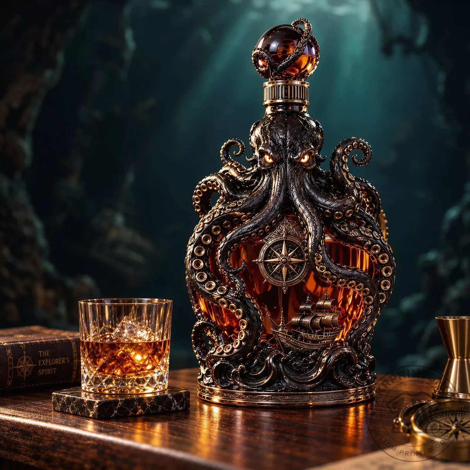 Kraken 3D Octopus Whiskey Glass Bottle Decanter