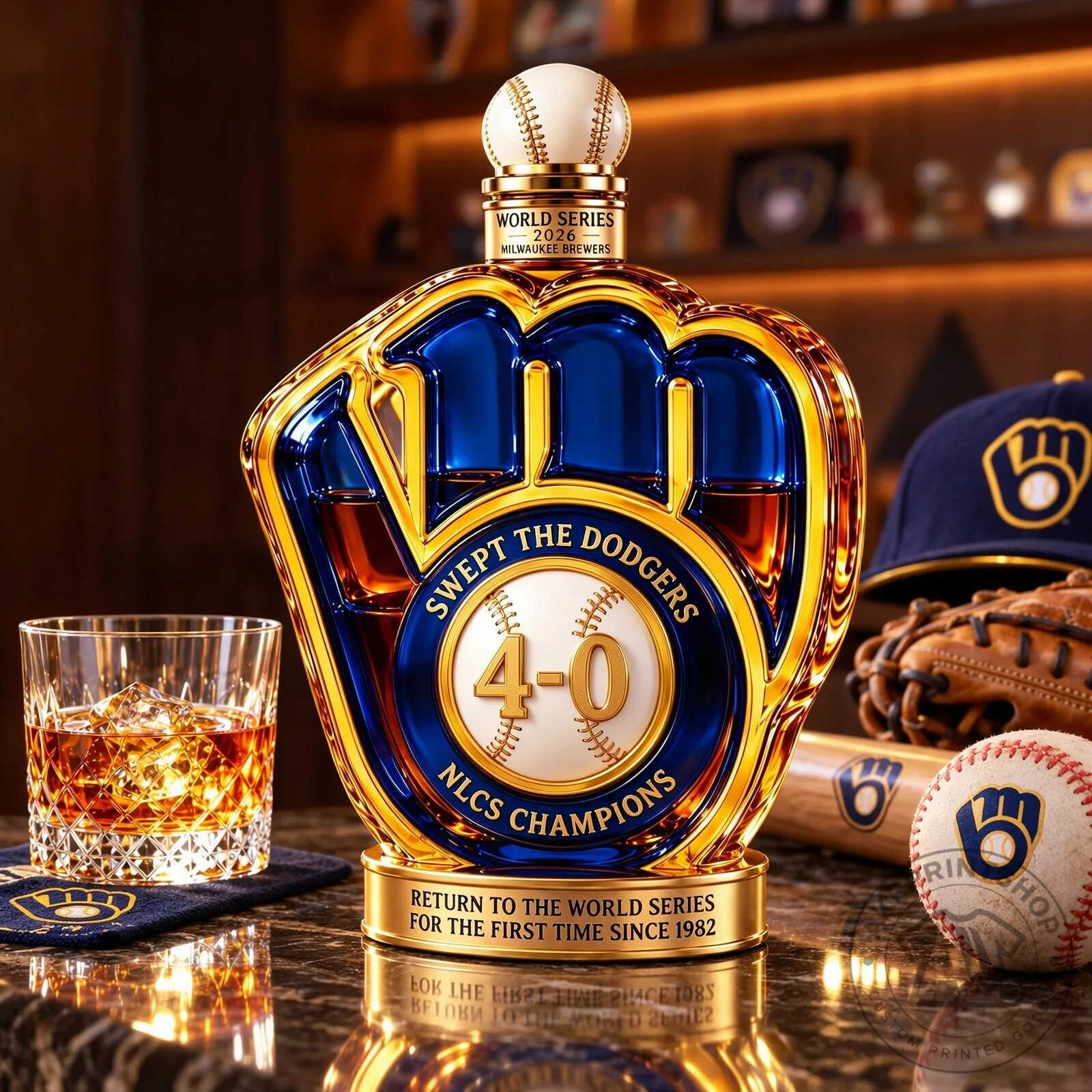 Milwaukee Brewers MLB Baseball 2026 NLCS Champions Whiskey Bottle