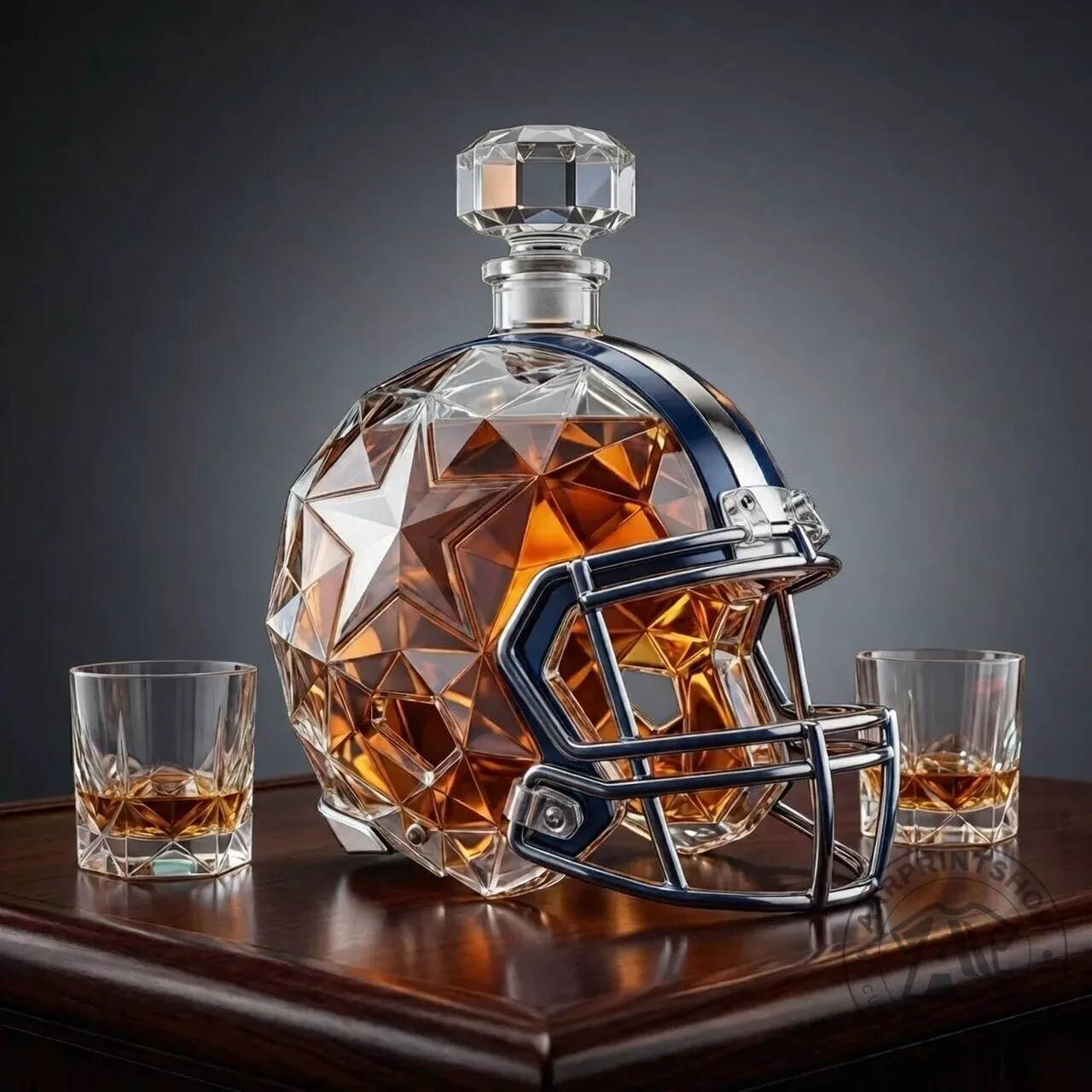 Dallas Cowboys NFL Football Diamond-Cut Helmet Whiskey Bottle Decanter