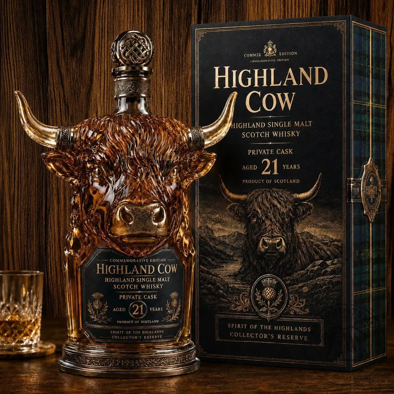 Highland Cow Whiskey Bottle Decanter